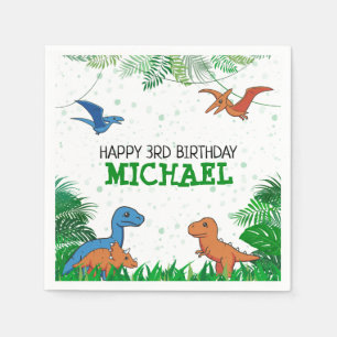 Personlig Dinosaur Birthday Kids Jurassic Trex Pappersservett