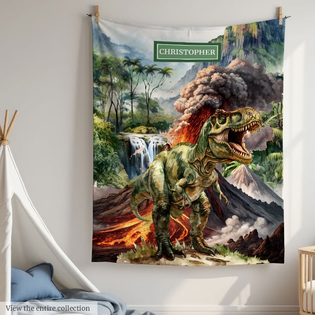 Personlig Dinosaur Blanket Boy Birthday T-Rex Fleecefilt (Personalized Dinosaur Blanket Boy Birthday Gift)