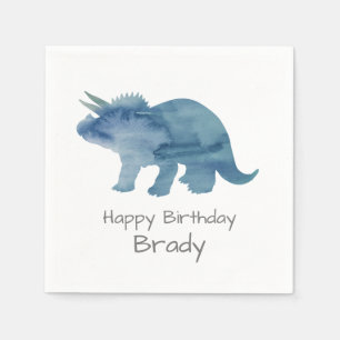 Personlig Dinosaur Blue Birthday Napkin Pappersservett