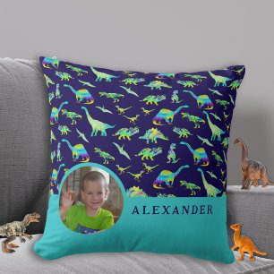 Personlig Dinosaur Blue Dekorativ kudde