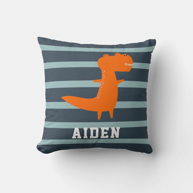 Personlig Dinosaur Boys Room Kids Cute Blue Kudde (Framsida)
