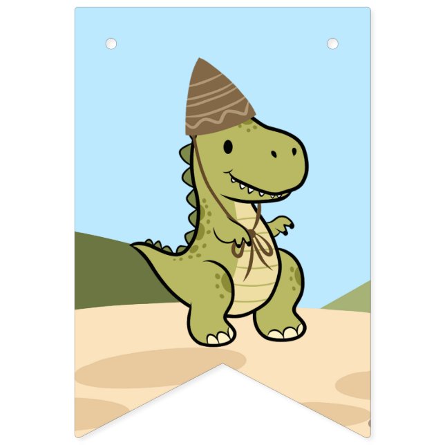 Personlig dinosaur födelsedagsgirlang banner vimplar (Första flaggan)