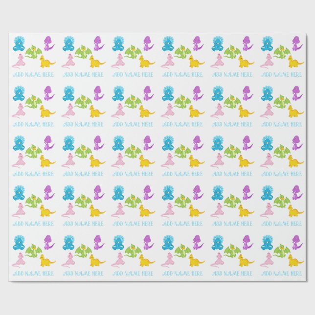 Personlig Dinosaur Friends Wrapping Papper Presentpapper (Seam)