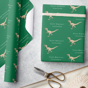 Personlig Dinosaur Glad Födelsedag Grön Presentpapper