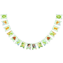 Personlig dinosaur-grönt med 2 foton vimplar