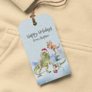 Personlig dinosaur jul Tyrannosaur Raptor Presentetikett