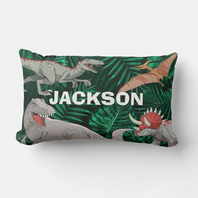 Personlig Dinosaur Kids Dino Jurassic Trex Boy Lumbarkudde (Framsida)
