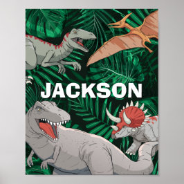 Personlig Dinosaur Kids Dino Jurassic Trex Boy Poster