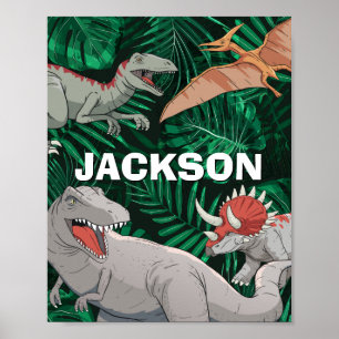 Personlig Dinosaur Kids Dino Jurassic Trex Boy Poster
