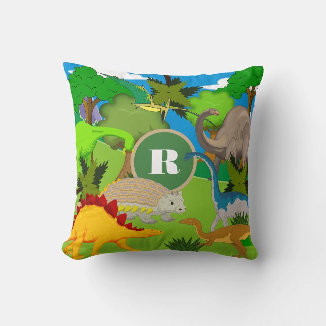 Personlig Dinosaur Land Kudde (Framsida)