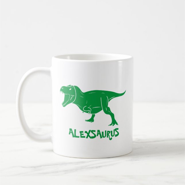 Personlig Dinosaur Mugg, Funny Gift för barn, Kaffemugg (Vänster)