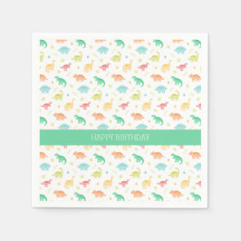 Personlig Dinosaur Papper Plattor - Grönt blå Pappersservett