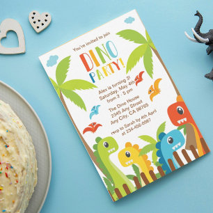 Personlig Dinosaur Party Card-för barn Inbjudningar