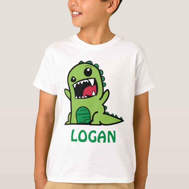 Personlig Dinosaur Roar med namn T Shirt (Framsida)