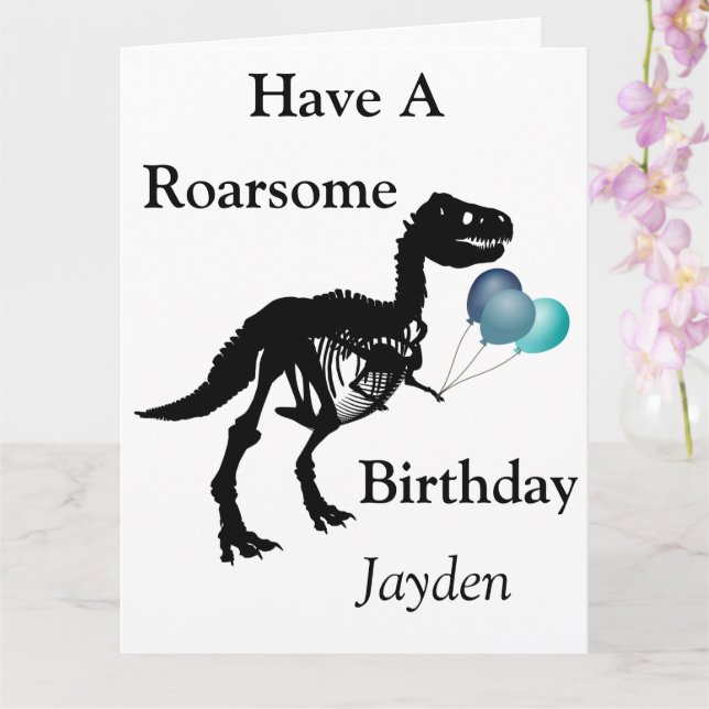 Personlig Dinosaur roarsome födelsedagskort Kort (Orkide)