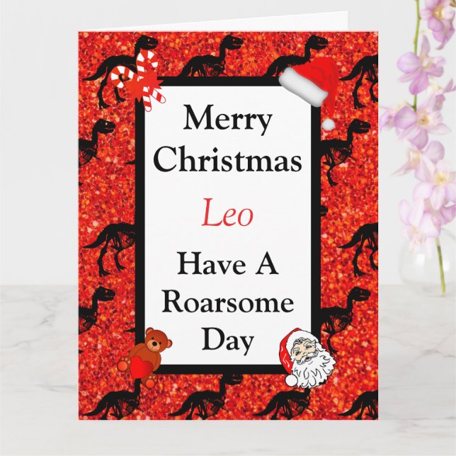 Personlig Dinosaur roarsome julcard Kort (Orkide)