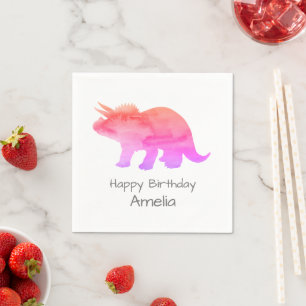 Personlig Dinosaur Rosa Triceratops Pappersservett