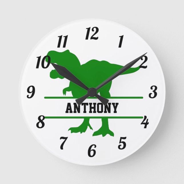Personlig Dinosaur Round Clock Rund Klocka (Framsida)