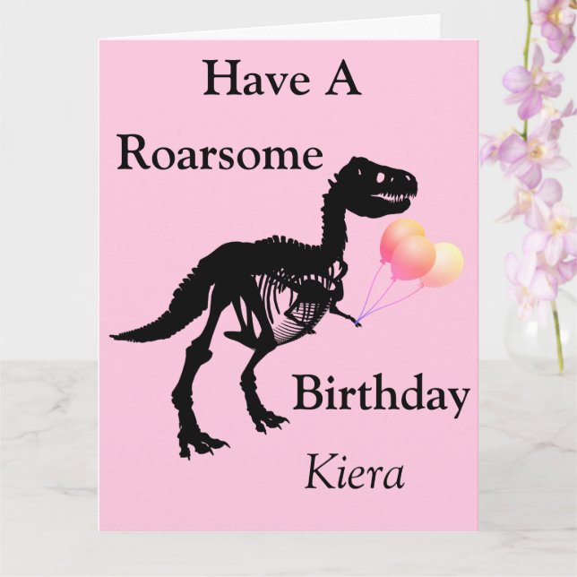 Personlig Dinosaur skelett födelsedagskort Kort (Orkide)