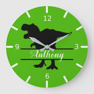 Personlig Dinosaur Square Wall Clock Stor Klocka