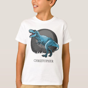 Personlig dinosaur t-rex-gåva till pojkblått t shirt