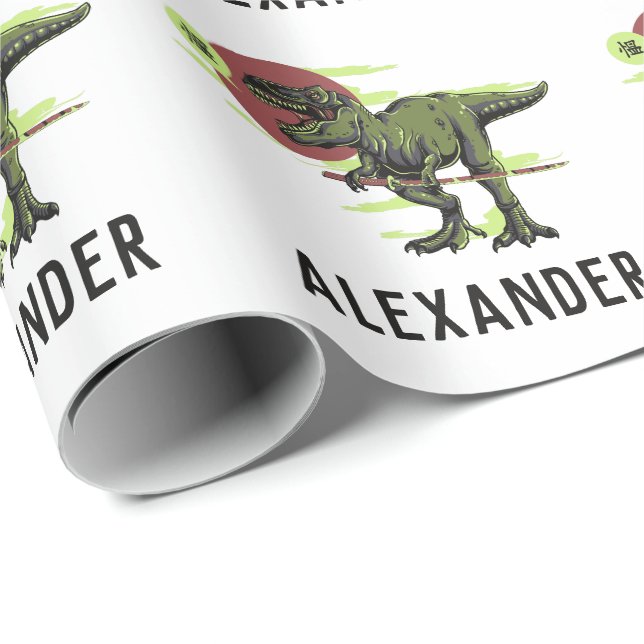 Personlig Dinosaur Wrapping Papper Presentpapper (Rullad Hörn)