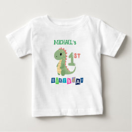 Personlig Dinosaurie 1-års Födelsedags T-Shirt för