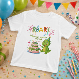 Personlig Dinosaurie 5-års Födelsedags T-Shirt