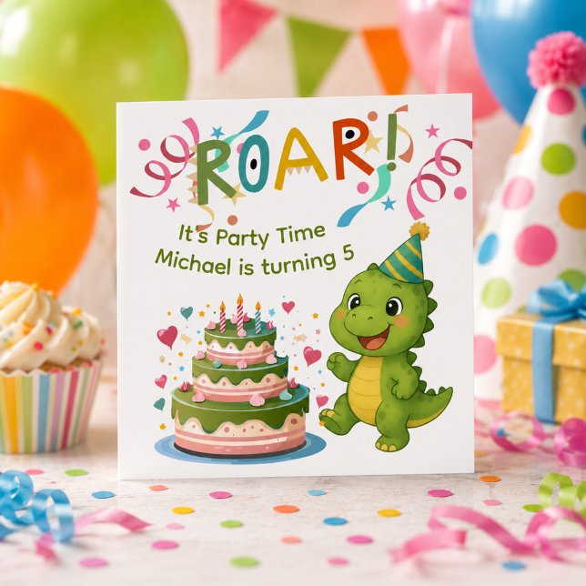 Personlig Dinosaurie 5-års Födelsedagsinbjudan (Skapare uppladdad)