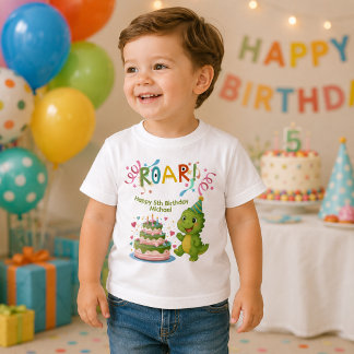 Personlig Dinosaurie 5-årsdag Bebis T-Shirt