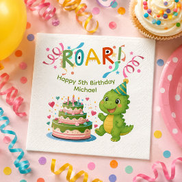 Personlig Dinosaurie 5-årsdag Pappersservett