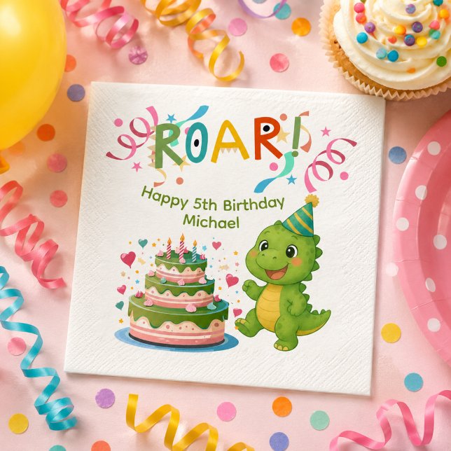Personlig Dinosaurie 5-årsdag Pappersservett (Skapare uppladdad)