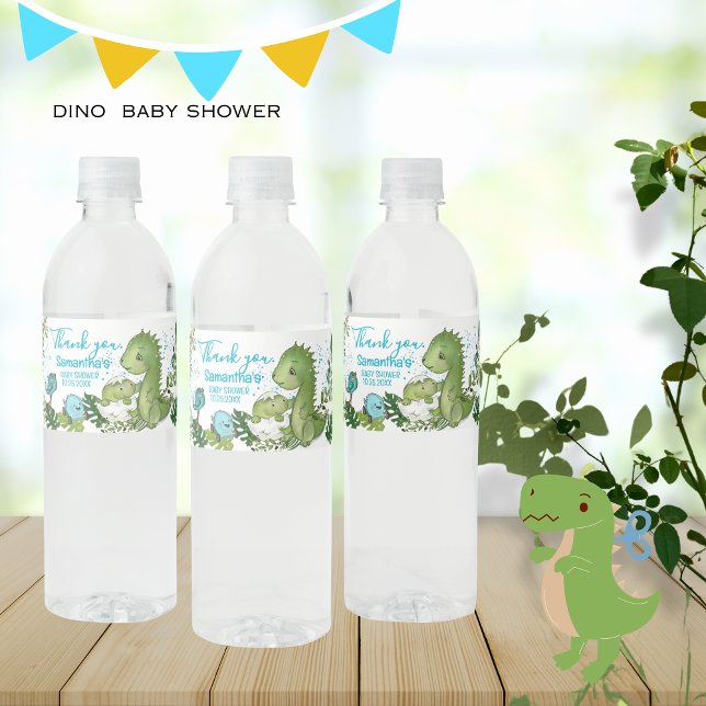 Personlig Dinosaurie Baby Shower  Vattenflaskor Etikett (Personalized Dinosaur Baby Shower Water Bottle Label )