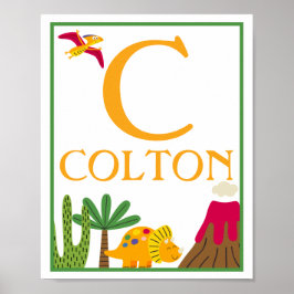 Personlig Dinosaurie Barn Konsttryck Set Poster
