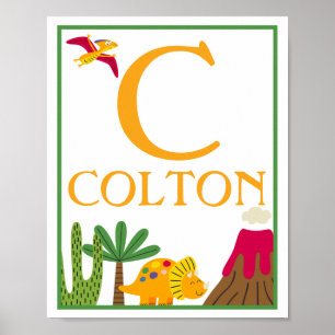 Personlig Dinosaurie Barn Konsttryck Set Poster