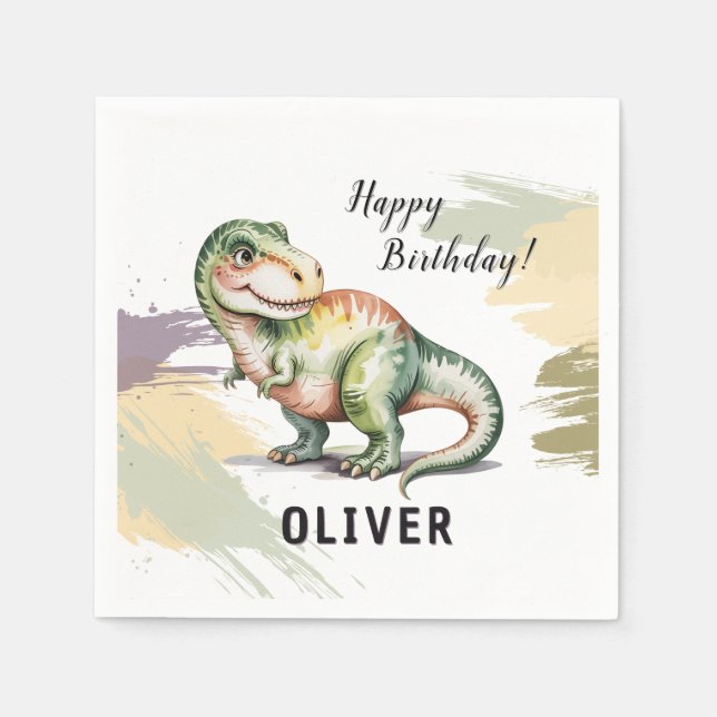Personlig Dinosaurie Barnkalas Pappersservett (Framsidan)