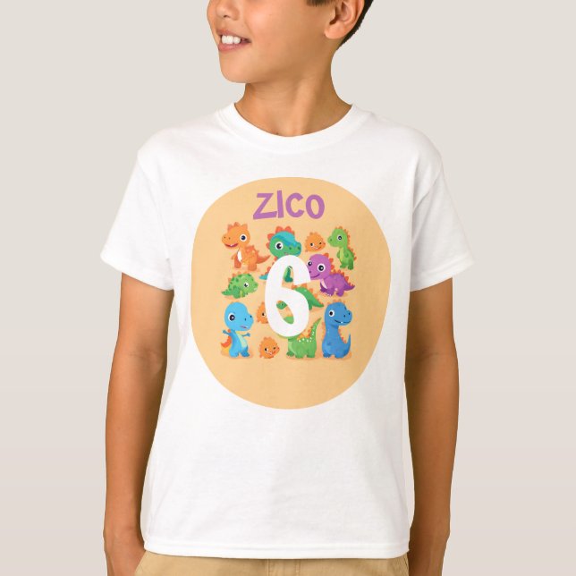 Personlig Dinosaurie Födelsedag  T Shirt (Framsida)
