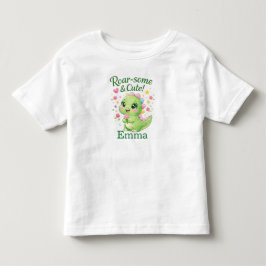 Personlig dinosaurie födelsedagsshirt för tjejer t shirt