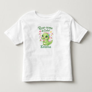 Personlig dinosaurie födelsedagsshirt för tjejer t shirt