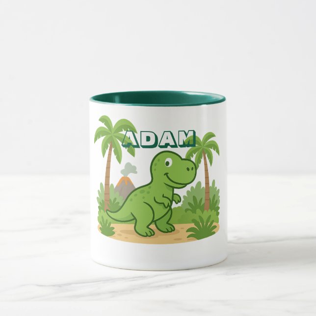 Personlig Dinosaurie-mugg för barn i djungeln Mugg (Center)