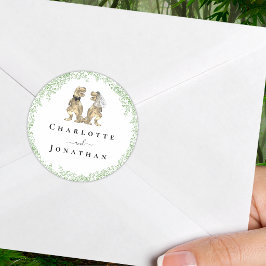 Personlig dinosauriebröllop runt klistermärke