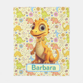 Personlig Dinosaurier och blommor Fleecefilt