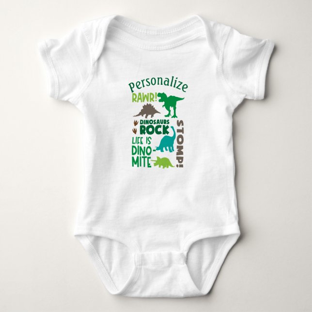 Personlig Dinosaurs babystöttgåva från Sten T Shirt (Framsida)