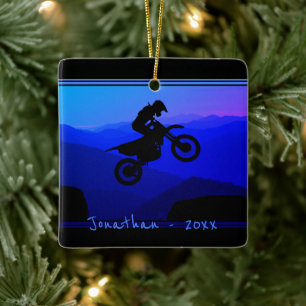 Personlig Dirt Bike Motocross jul Julgransprydnad Keramik