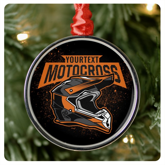 Personlig Dirt Bike Motocross Tävla Helmet Julgransprydnad Metall (Skapare uppladdad)