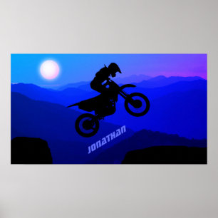 Personlig Dirt Bike Night Ride Motocross Poster
