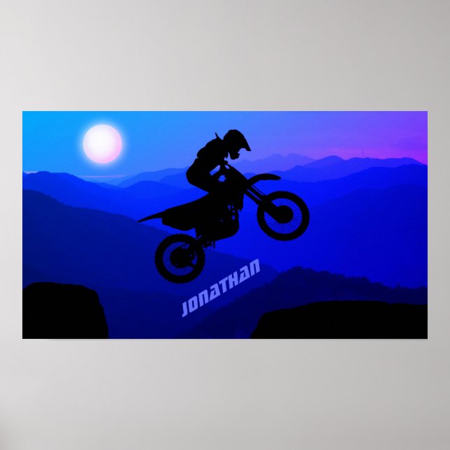 Personlig Dirt Bike Night Ride Motocross Poster (Framsidan)