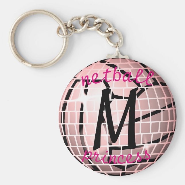 Personlig Disco Boll Design Netball Tema Nyckelring (Framsidan)