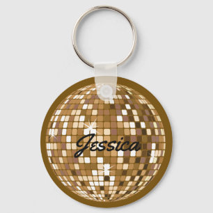 Personlig Disco Boll Keychain Brown Nyckelring