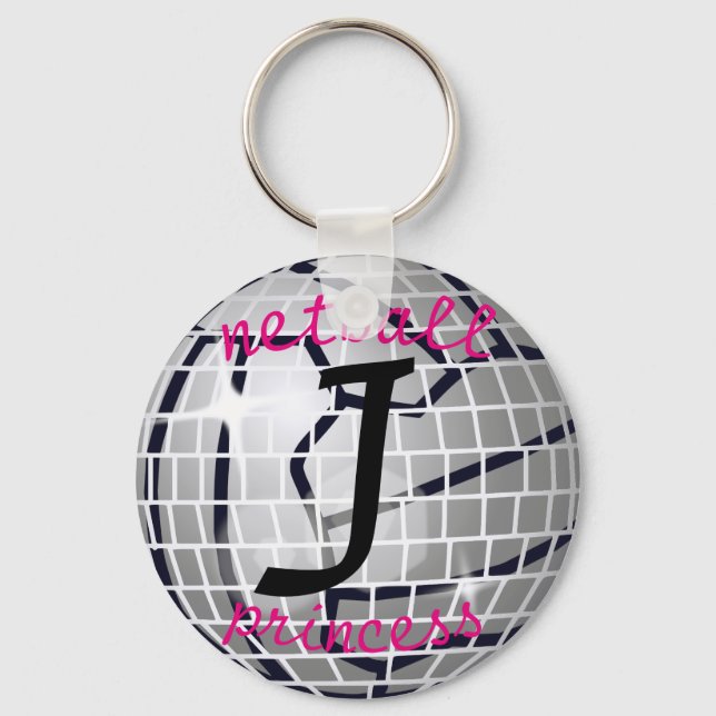 Personlig Disco Boll Print Netball Princess Nyckelring (Framsida)